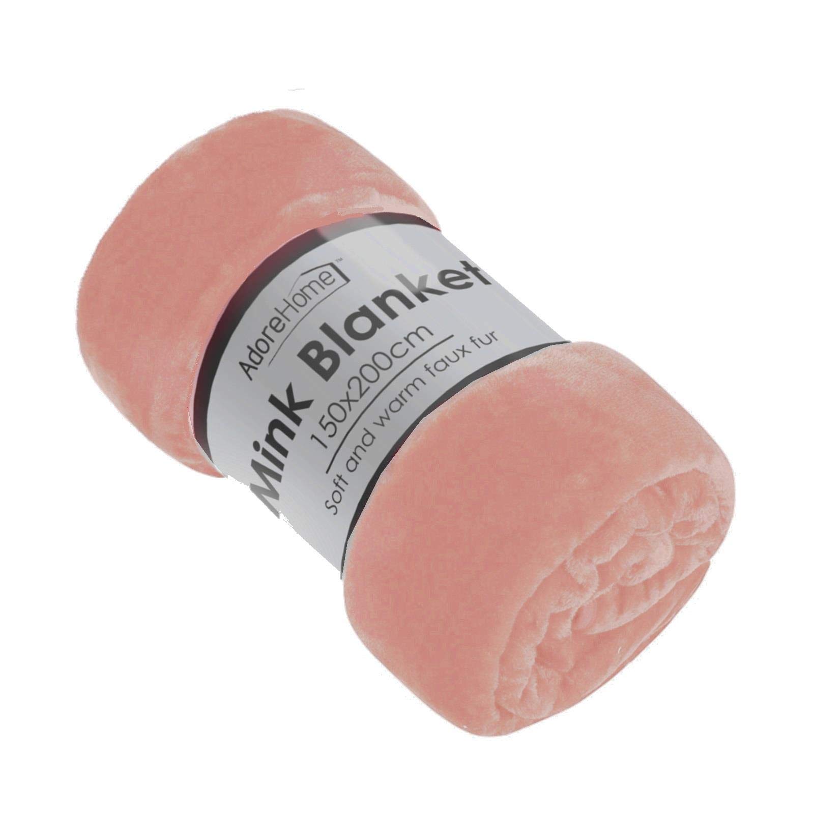 Adore HomeAdore Home Luxury Mink Throw Blanket Soft & Warm Faux Fur Blush Pink, Double (150x200cm)