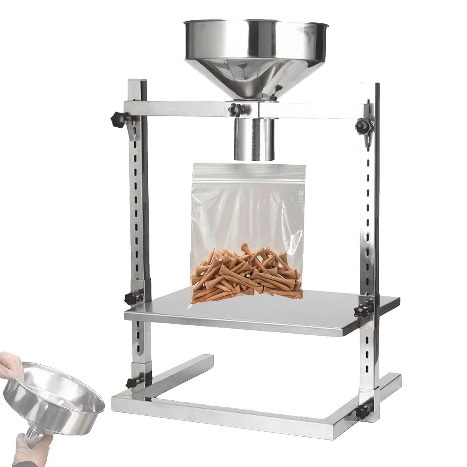 YXFAZPP Stainless Steel Feeding Hopper with Adjustable Height and Support Stand, for Packaging Powder, Liquid, and Granules (size_name 1.4cm)
