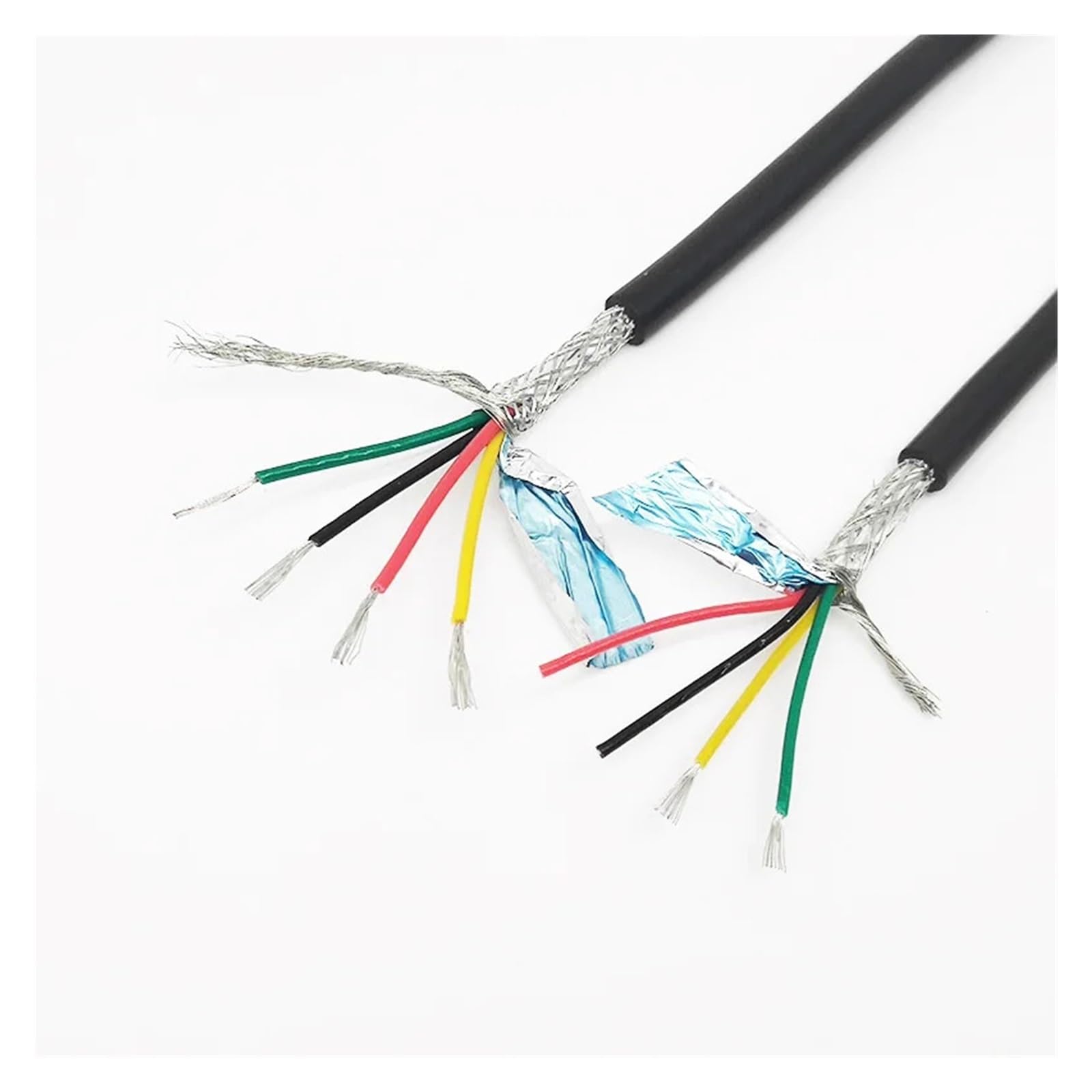 Cable de señal blindado de 4 núcleos y 5 metros en cobre con aislamiento PVC de 22 AWG negro