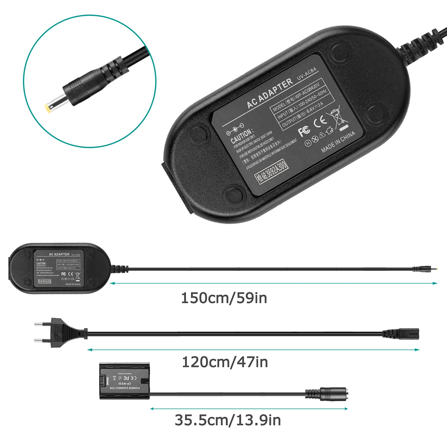 HY1C NP-W235 Batería ficticia CP-W235 Kit adaptador de corriente CA para cámaras HY1C NP-W235 Batería ficticia CP-W235 Kit adaptador de corriente CA para cámaras