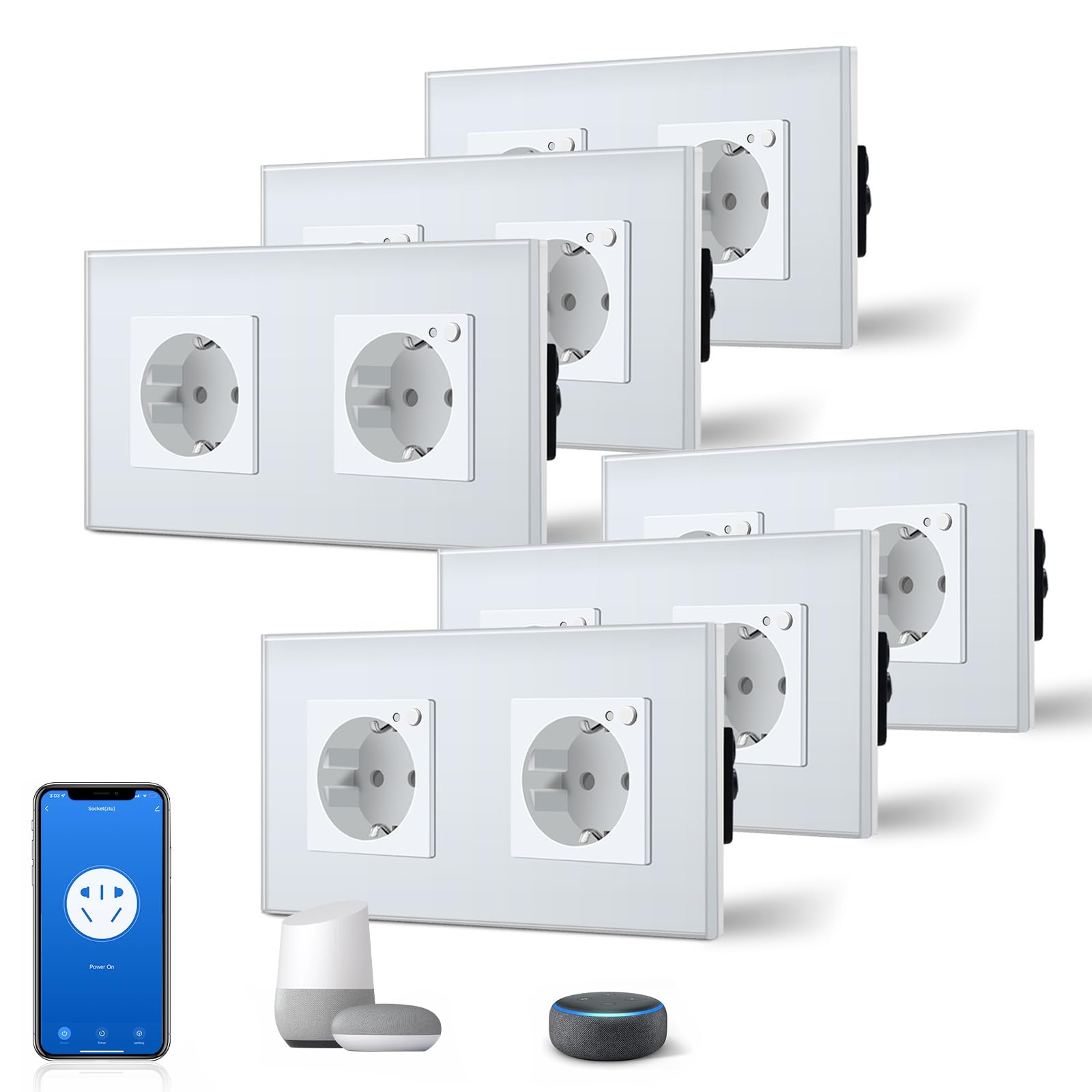 BSEED Enchufe Inteligente con 20W USB y Tipo C,Mate Enchufe Pared Wifi con Medidor Consumo,Control Remoto por APP & Voz,Requiere Cable Neutro,1 Enchufe,Blanco 86mm — view 29