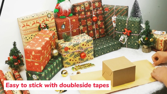 Papier D'emballage Kraft De Noël 6 Feuilles De Papier D'emballage Cadeau Kraft Recyclable Pour