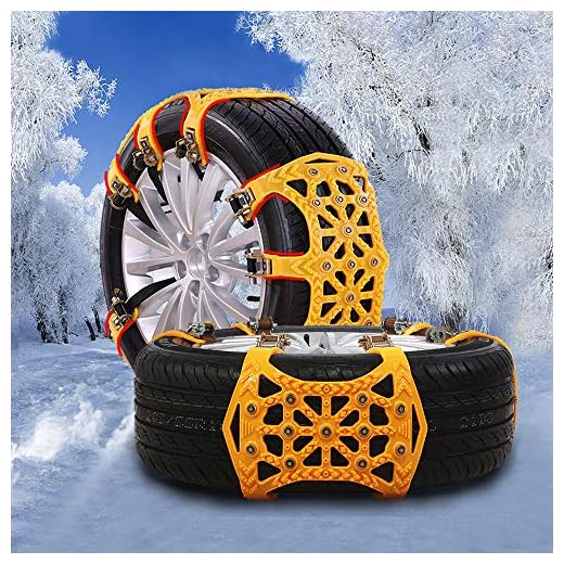 UPEOR 6Pcs Snow Chains Tire Traction Chain Adjustable Emergency Tire Straps for Cars/SUV/Truck/ATV -Winter Anti-Skid Chains for Wheel Width 165-275mm/6.4-10.9'' (Orange)