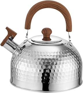 LALAFINA ステンレス製笛吹きケトル 大容量 木目調ハンドル付き ガス火 電磁調理器対応 やかん ストーブやん お湯沸かし簡単 操作可能