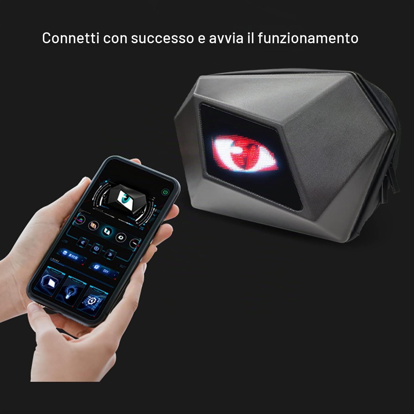 Akozon Zaino con Display a LED con Controllo APP Tracolla Regolabile Impermeabile Zaino LED USB Smart Zaino da Viaggio LED Borsa da Viaggio Universale 5V