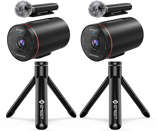 EMEET StreamCam One - Paquete de 2 cámaras inalámbricas de transmisión en vivo con trípode, para múltiples cámaras con calidad de video HD de 1080p,