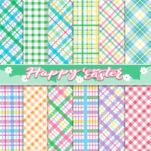 Papier scrapbooking pastel Pâques : lot de 24 feuilles pour création album photo