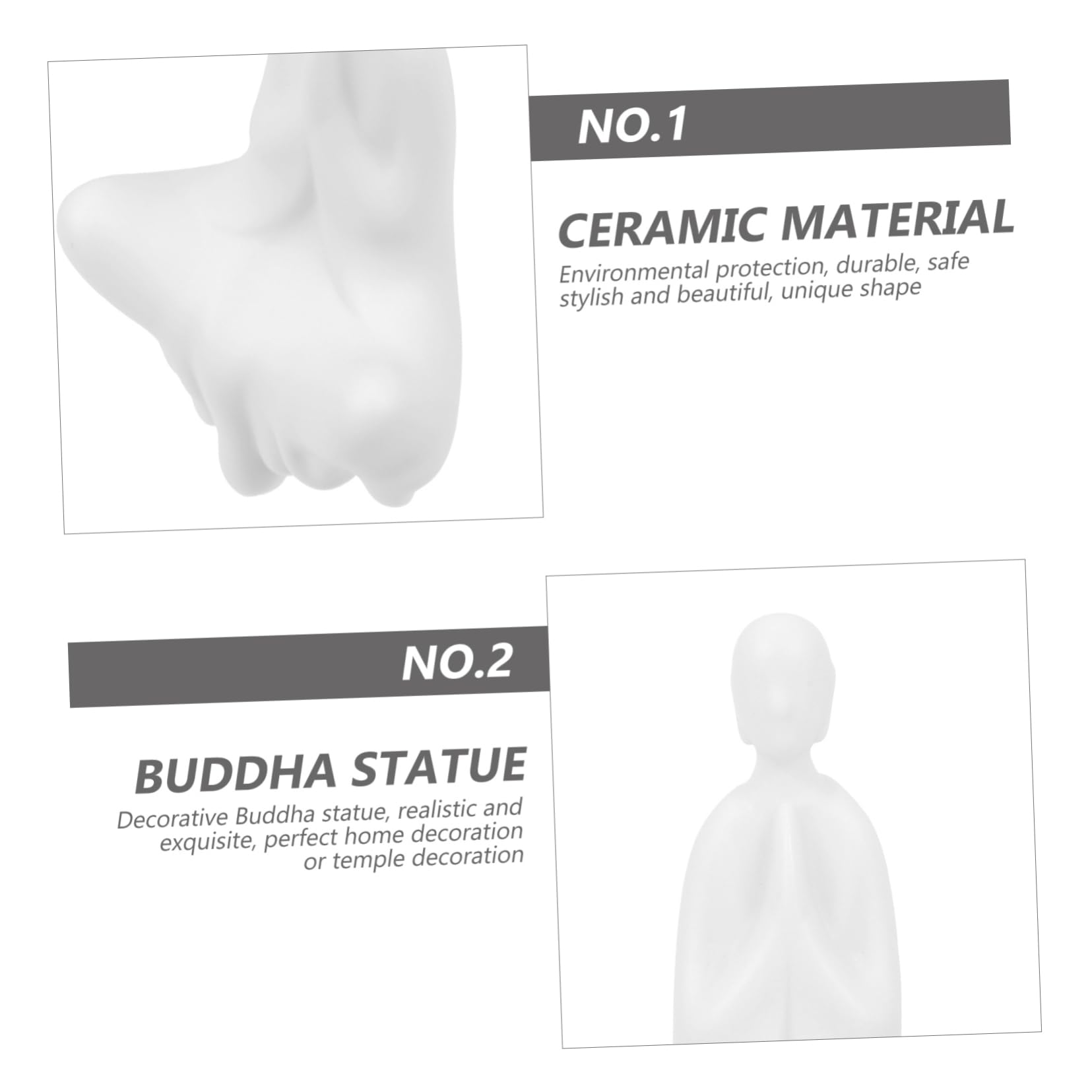 PRETYZOOM 3pièces Statue De Bouddha Céramique Décoration De Bureau Sculpture Art Bouddhiste pour Maison Jardin