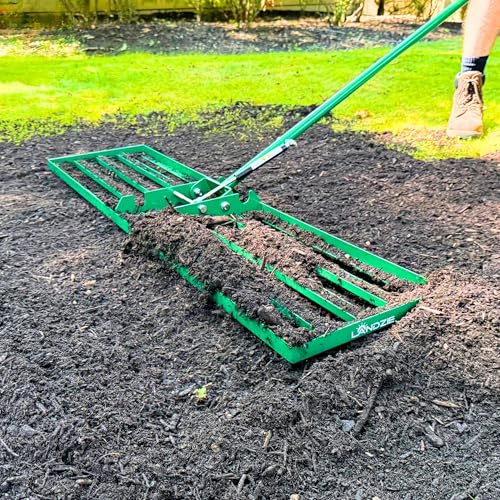 Landzie AeroLeveler - The Lawn Leveling Rake that Never Flips - Patented 48' inch Wide Pneumatic Lawn Level for Yard, Dirt, Soil, Sand, Provides Stability and Control (Pneumatic 48' Leveling rake)