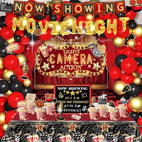 154pcs Movie Night Decorations - Theater Party Supplies with Tickets,...