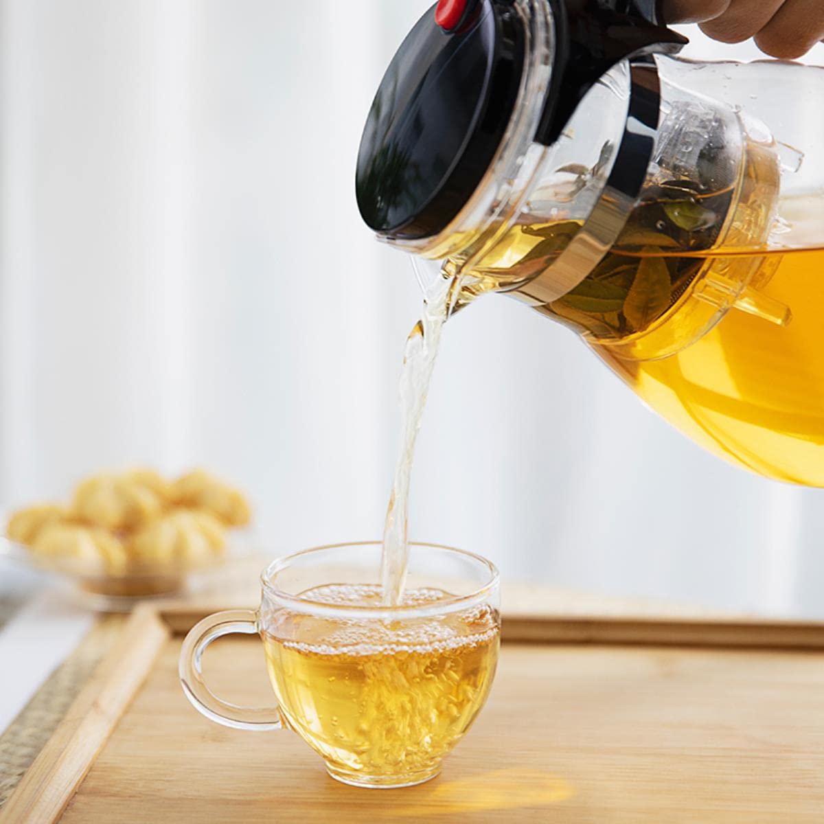 Teekanne aus Glas mit Infuser Liner Filter Glas Teekocher Büro Kochen Teegeschirr Set Teekanne Wasserkocher Heiße hitzebeständige Teekanne aus Glas