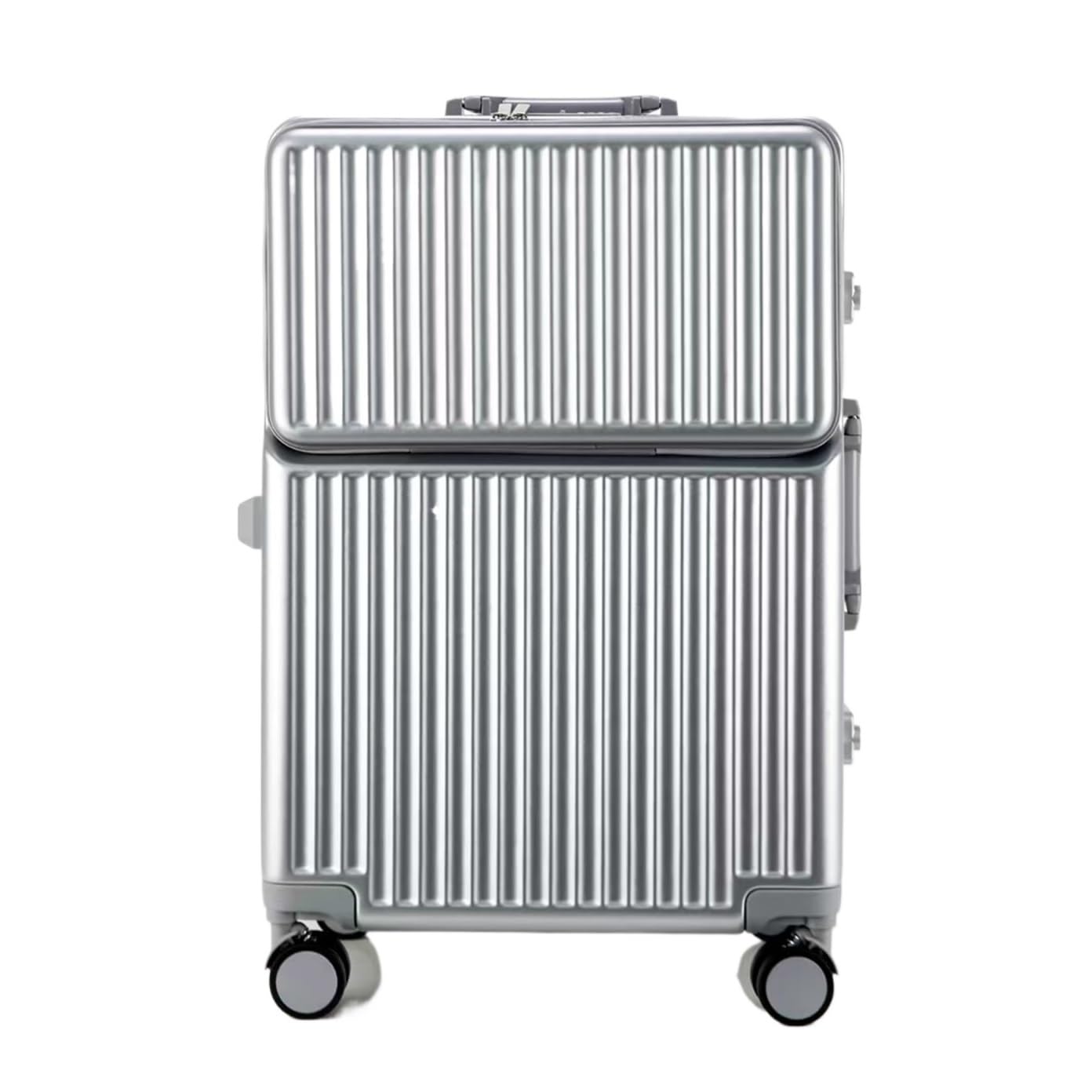 Walizka Walizka Podróżna Z Aluminiową Ramą, Do Podróży Służbowych, Otwieraniem Przodu Bagaż Podręczny(Blue,Silver,24inch)