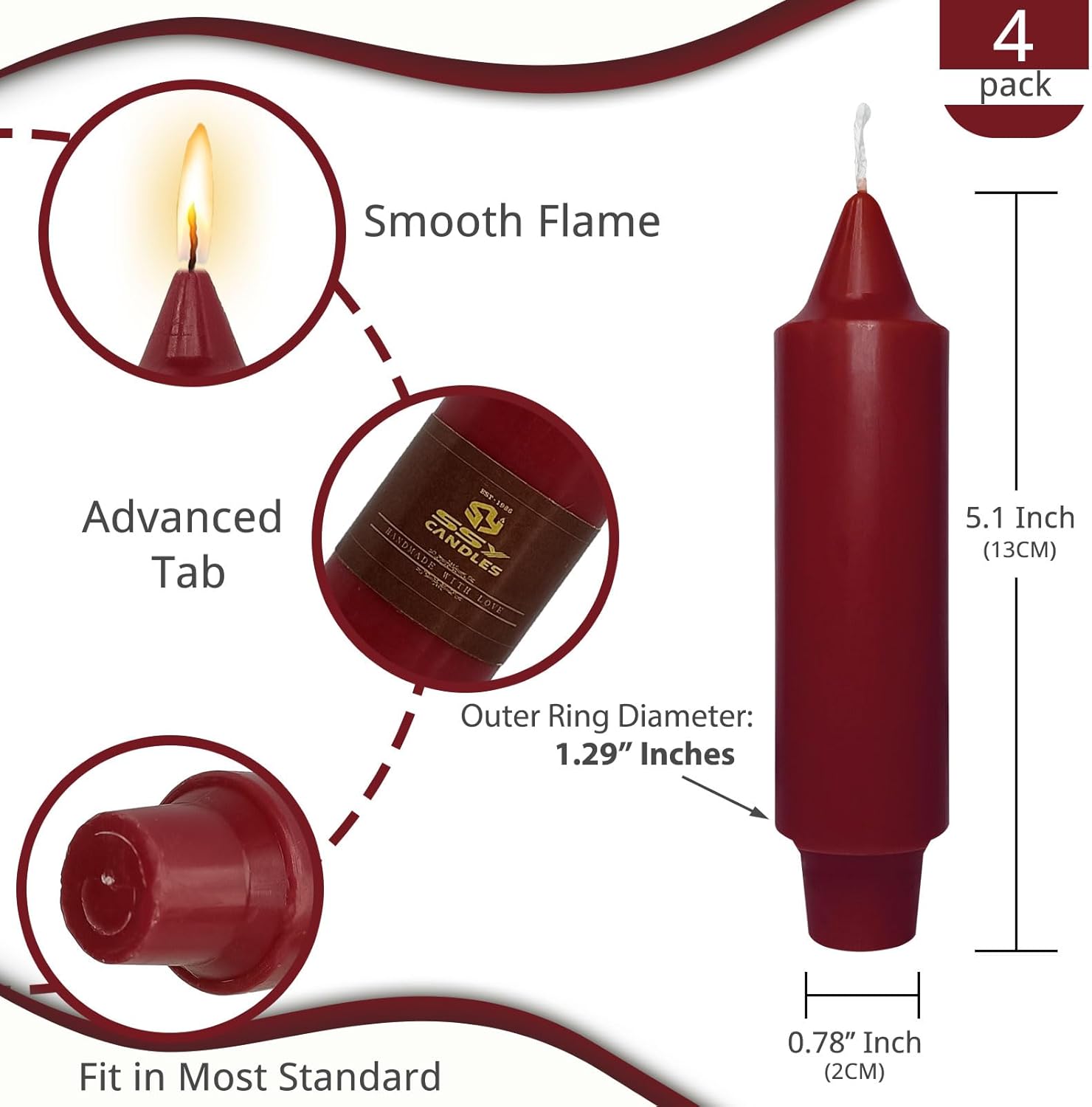 NJAO HOO 5 Inch Olive Green Short Taper Candle, Red Candlesticks Unscented Dripless Tapered Candle Set for Home Dinner Fall Decor Thanksgiving Party 8 Pack