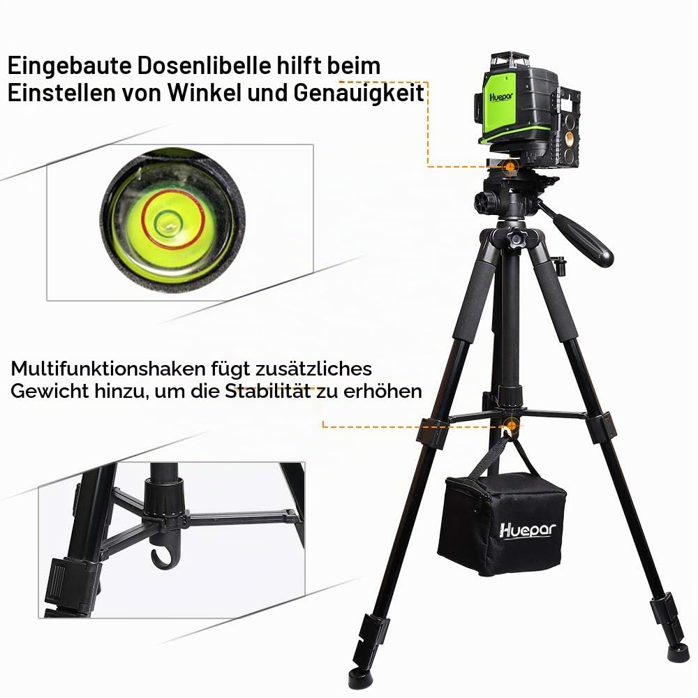 Huepar 143cm / 56" Stativ für Kreuzlinienlaser, TPD14