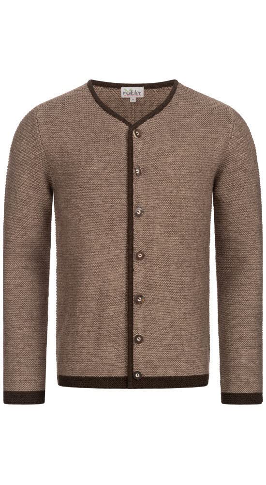 Nübler Trachtenstrickjacke Herren - Strickjacke Herren im Landhausstil, gerader Schnitt mit Knöpfen in Hirschhornoptik - Moderne bayrische Tracht, Ignaz Braun