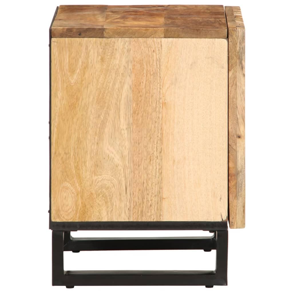 vidaXL Nachttische 2 STK., Nachttisch mit Stauraum Metallbeine, Nachtschrank für Schlafzimmer, Nachtkommode Nachtkonsole, Raues Massivholz Mango
