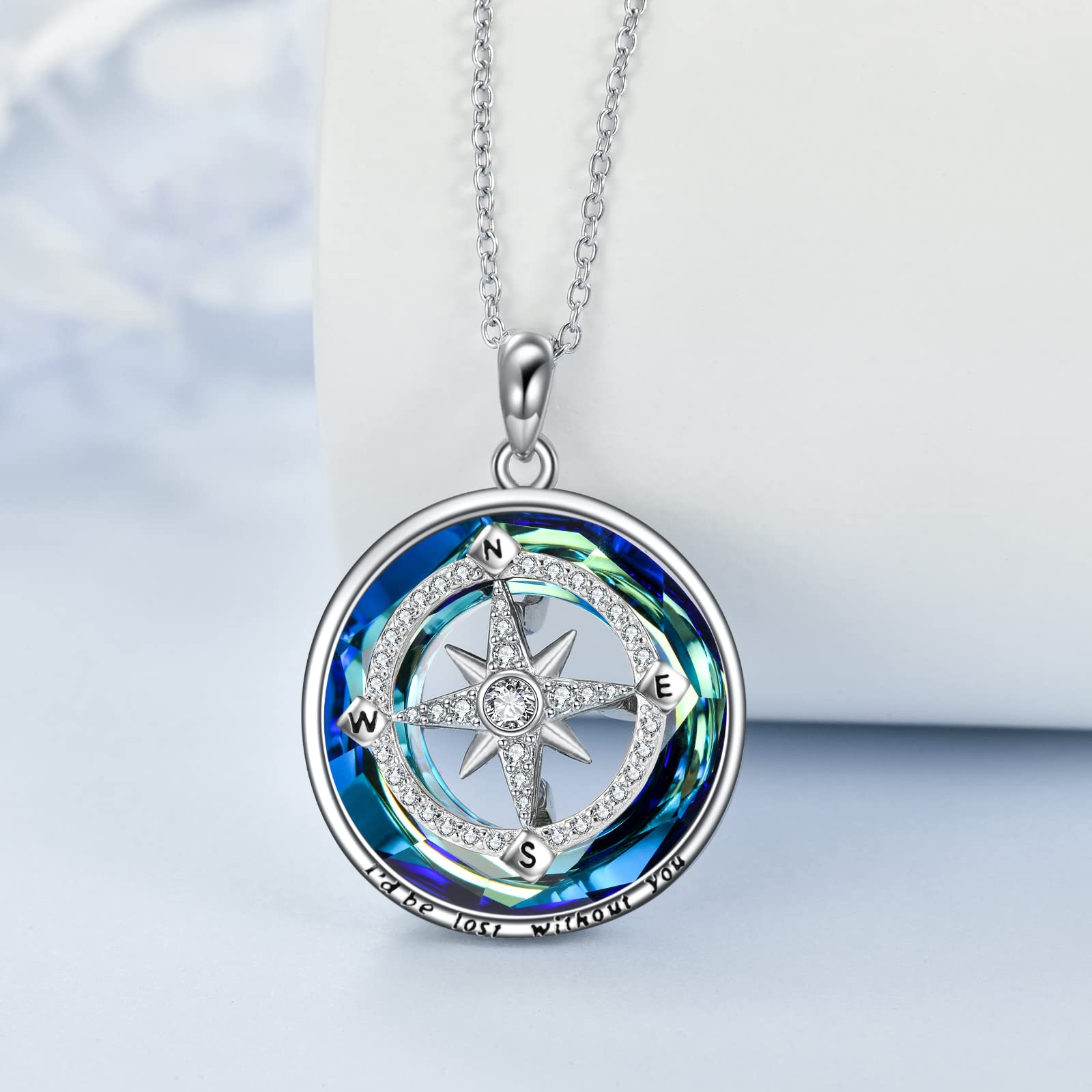 VONALA Collana con bussola da donna in argento Sterling Ocean Compass Pendant Collana I Will Be Lost Without You Amicizia Talismano Viaggio ispiratore laurea Gioielli regalo per donne, 21.2*20.5mm,