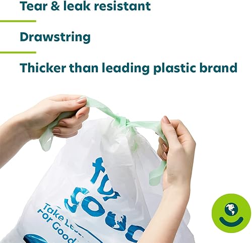 Miniatura 2 de for good Bolsas de basura compostables para cocina de 13 galones de alto, forro biodegradable con cordón, bolsas de basura extra fuertes,