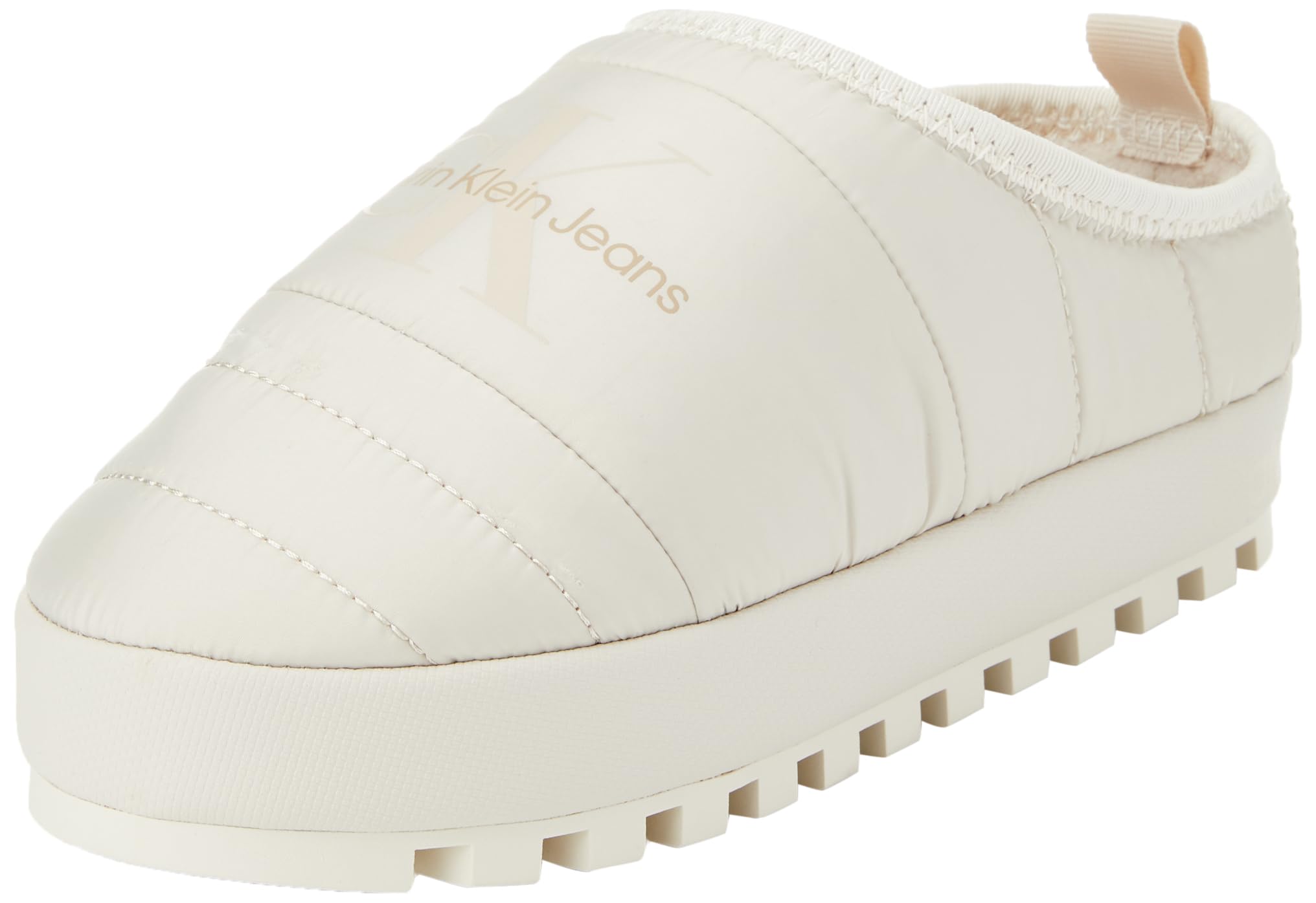 Calvin Klein Jeans Women Home Slipper NY ML FAD Slipper, Eggshell, 6.5