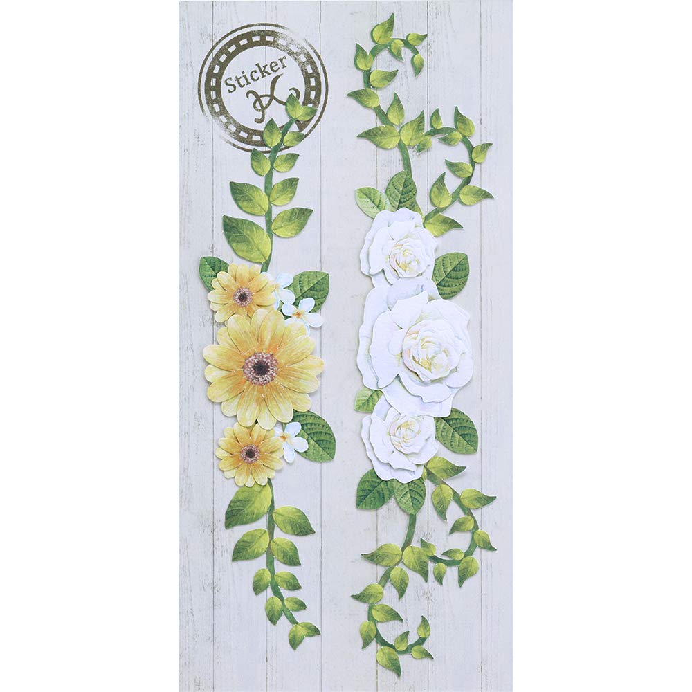 Autocollants faits à la main Kuretake SBST501-6 stickers floraux Fleur K loisirs créatifs