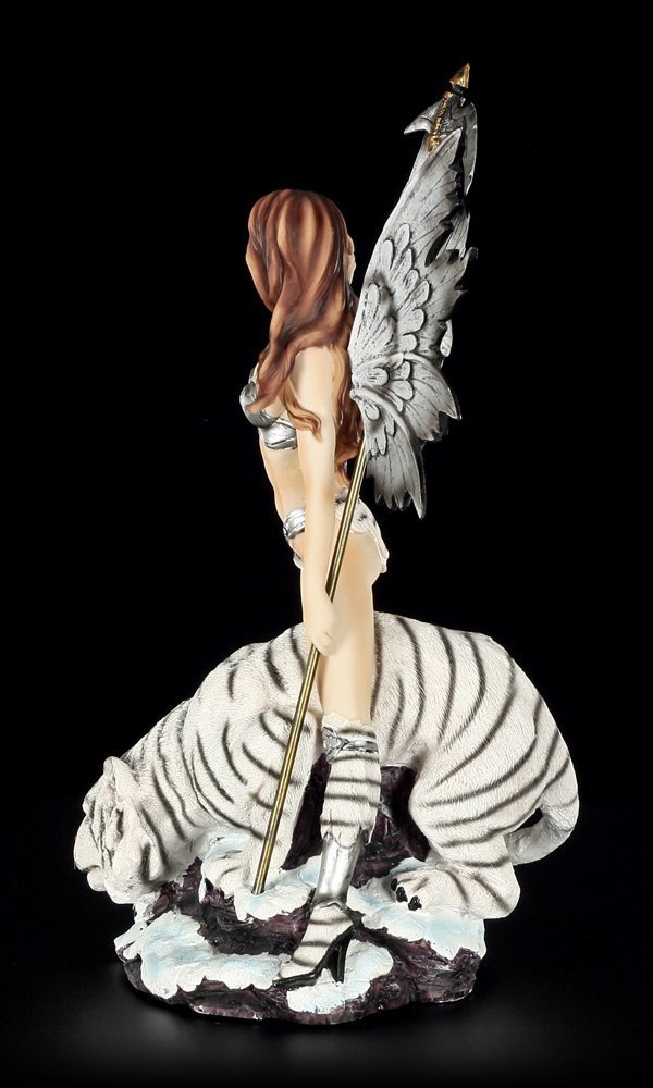 Unbekannt Figura di elfo – Guerriero con tigre bianca – Elfo Fata d'elfo Figura decorativa Fairy
