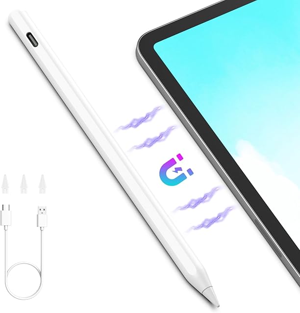 MoKo iPad Pencil 2nd Generation with Magnetic Wireless Charging, Apple Pencil USB-C/2nd Gen with Tilt Palm Rejection for iPad Pro 12.9 & 11", iPad 10/9/8th, iPad Air 5th/4th/3rd, iPad Mini 6/5th Gen