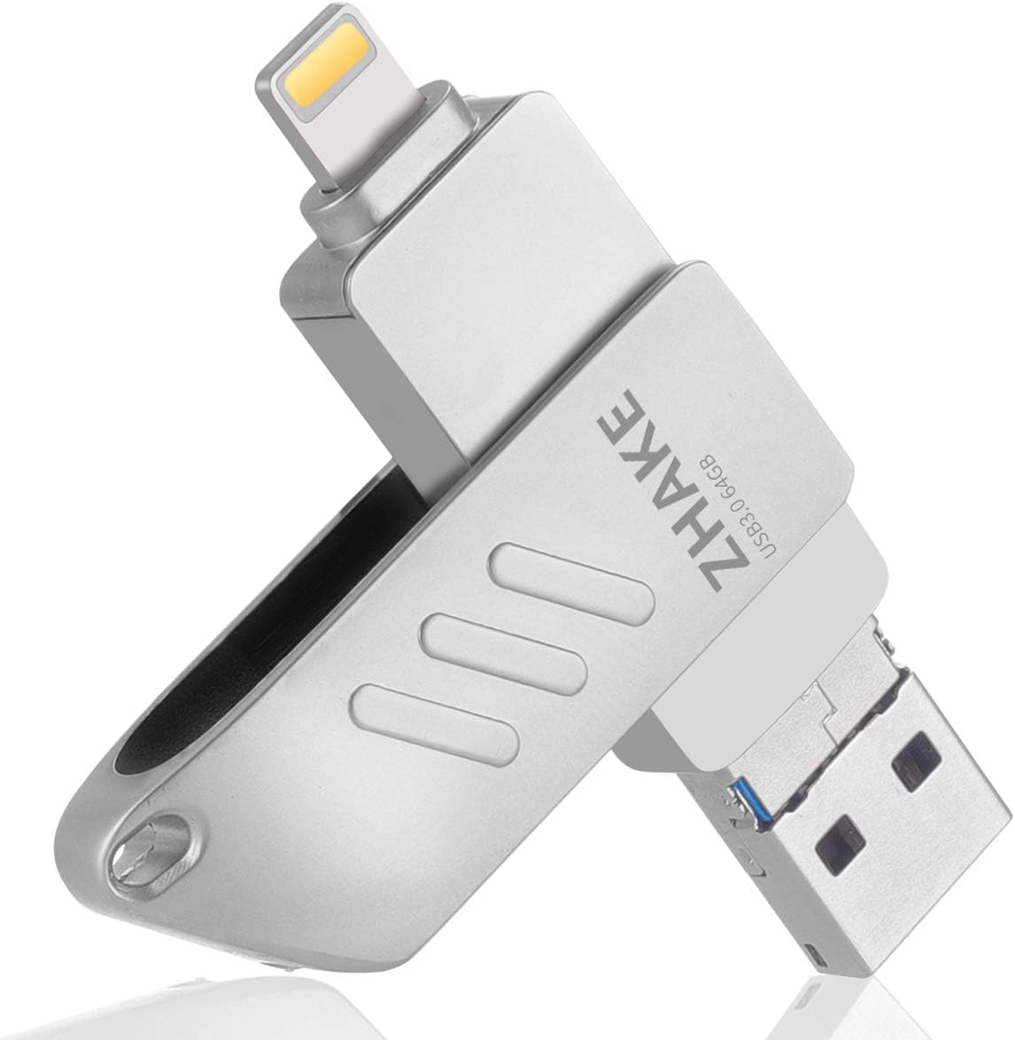 Memory Stick 64GB 3.0 USB Stick Flash drive with 3 Ports in 1 for iPhone, iPad, External Storage for iOS iPhone, Mac and Computer 64G (Silver)