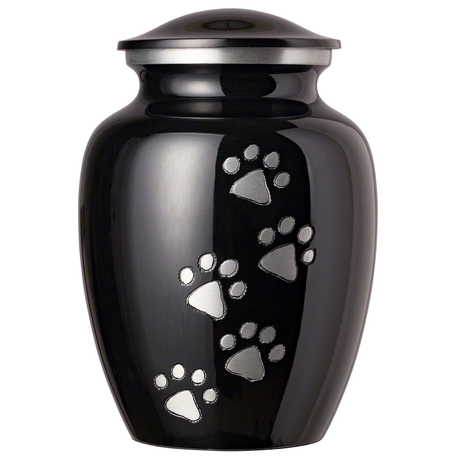 Ottillie Paws Ebony Aluminum Urn with Pewter Paws