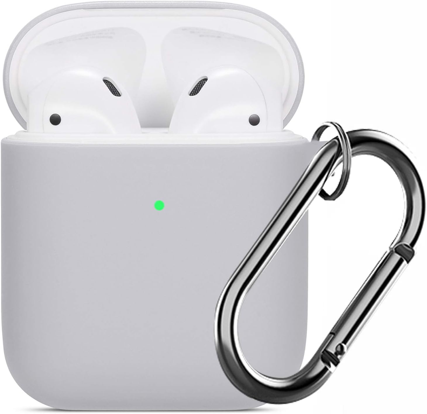Airpods Case,Watruer Silicone Skin Cover Case Full Protective Durable Shockproof Drop Proof with Keychain Compatible with Apple Airpods 2 & 1 Charging Case - Gray