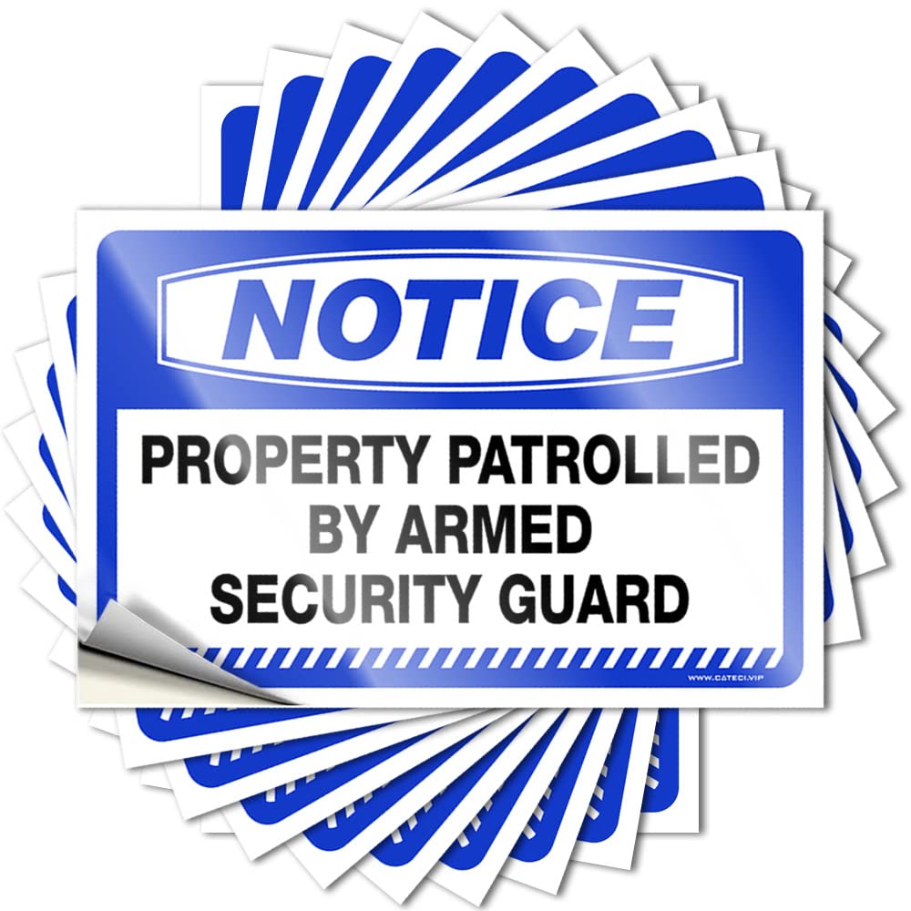 Fzfn Men's Colour Lettering Sticker Retro Vinyl Sticker | Notice Property Patrolled By Armed Security Guard Western For Math Use(8X12cm)