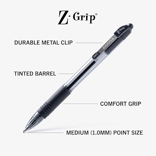 Miniatura 3 de Zebra Pen Z-Grip - Bolígrafo retráctil, punta media de 1.0mm, varios colores de negocios, artículos escolares, suministros para maestros y