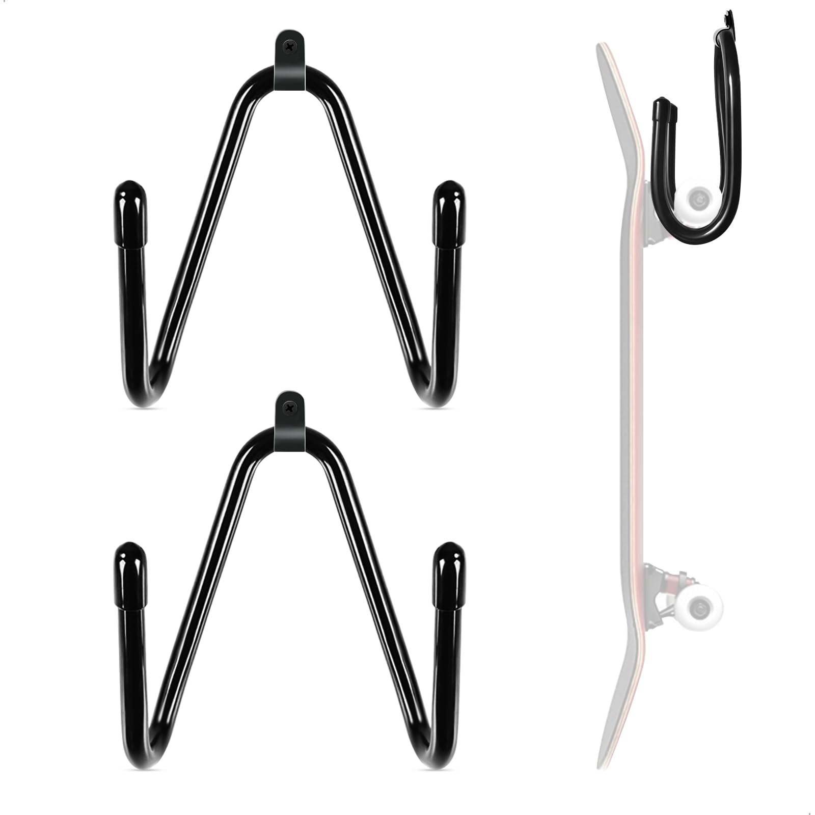 Soporte Skate Pared, Tabla Snowboard de Pared para Monopatines, Snowboards y Esquís, Gancho Almacenamiento, 1 Par