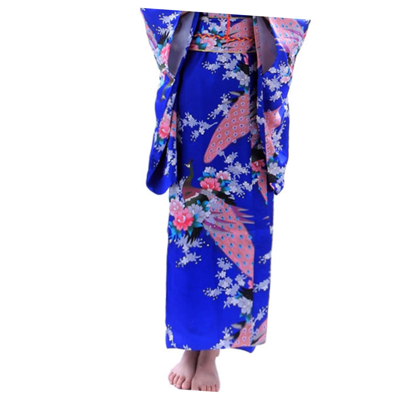 BESPORTBLE Kimono Satin avec Ceinture Robe de Chambre Longue Femme Robe de Bain et Sortie Bain Kimono Nuit Confortable et Unique Ciel Bleu