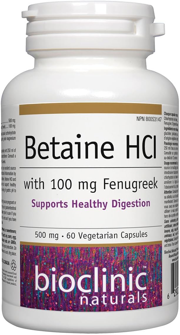 Bioclinic NaturalsBetaine HCL with Fenugreek 60 Veggie Capsules