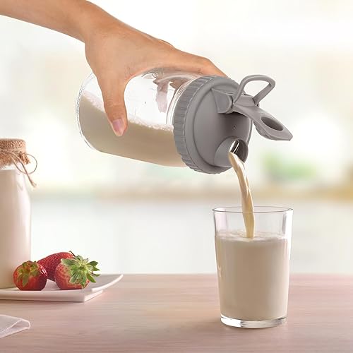 Miniatura 3 de Beautylifer - Tapa abatible de boca ancha para frascos de masón, tapa abatible con sello a prueba de fugas con mar hermético, tapa superior abatible