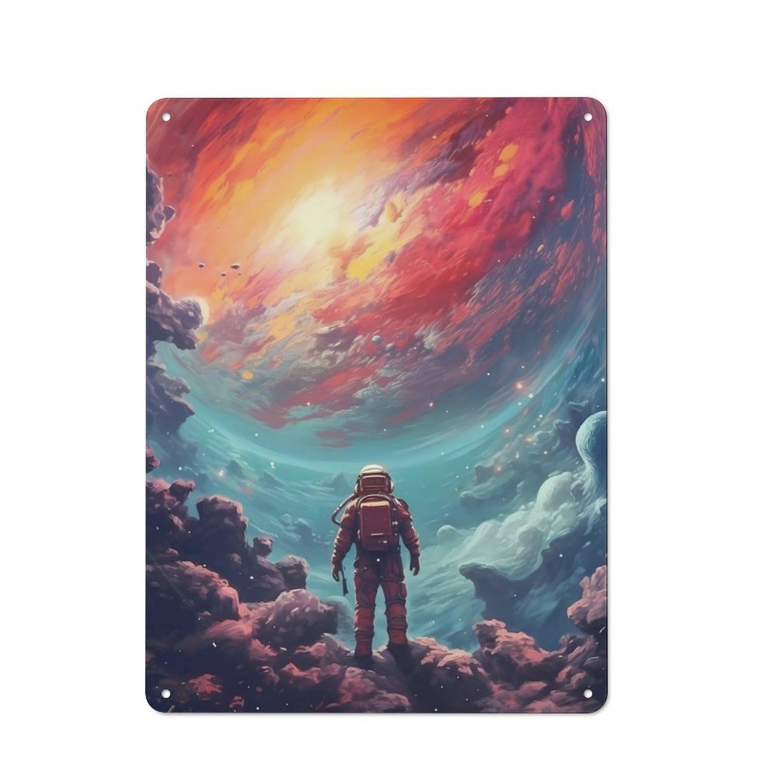 Junmoney Astronaut Planet Metal Sign 40X30cm With For Workshop Wall, Rustic Decor, For Collectors Decorating Workshops And Hobby Rooms