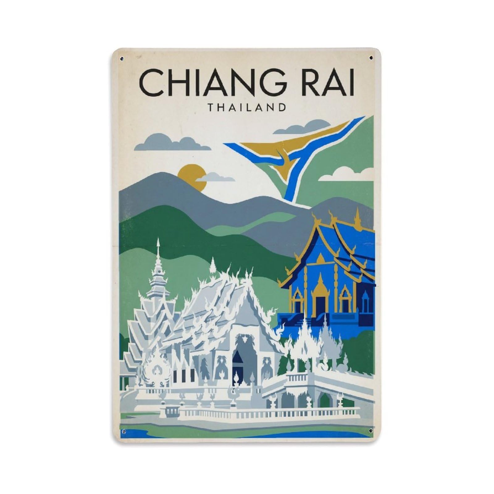 Metal Tin Sign Retro Travel Thailand Chiang Rai