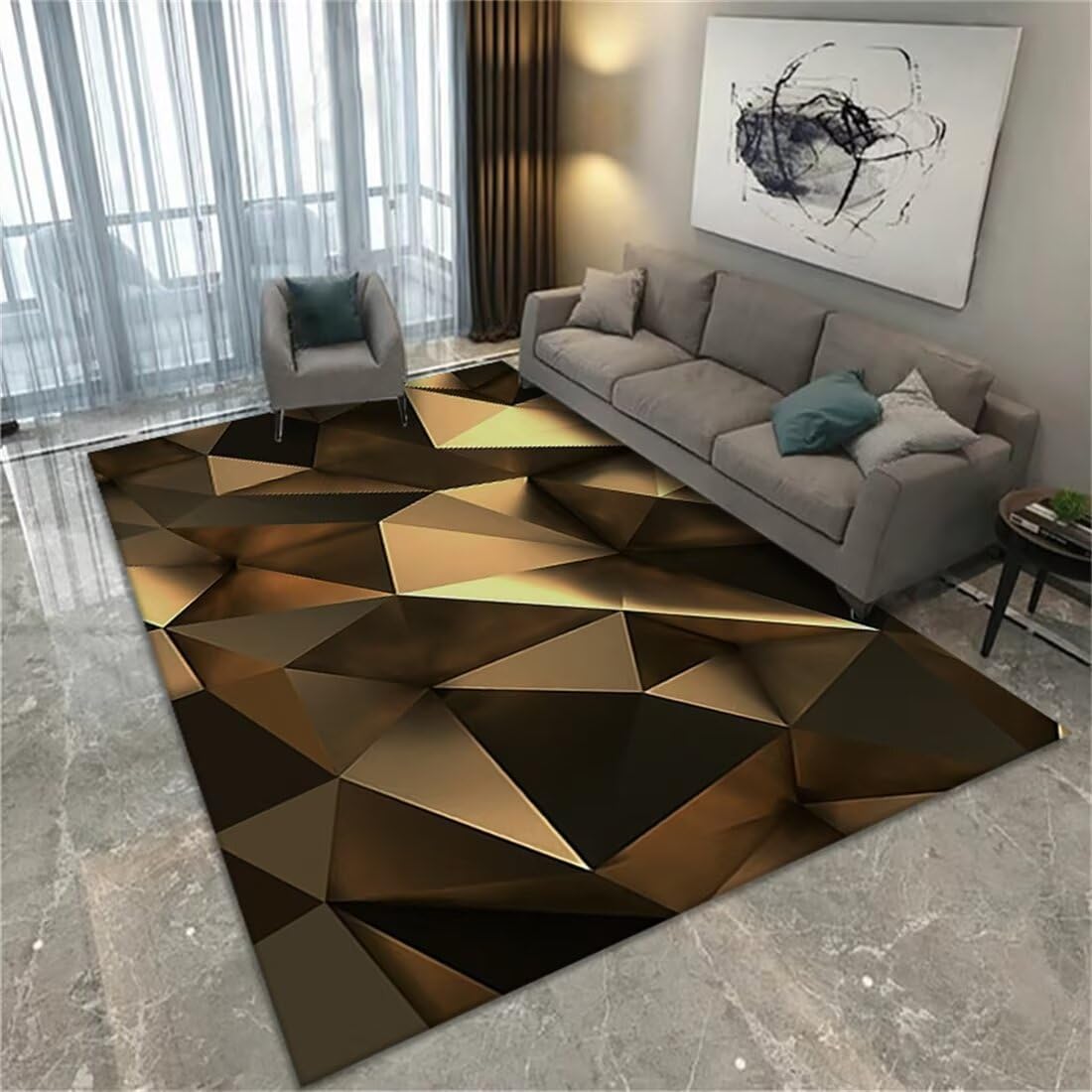 Tapis de jeu pour bébé et décoration pour chambre enfant garçon au style géométrique moderne
