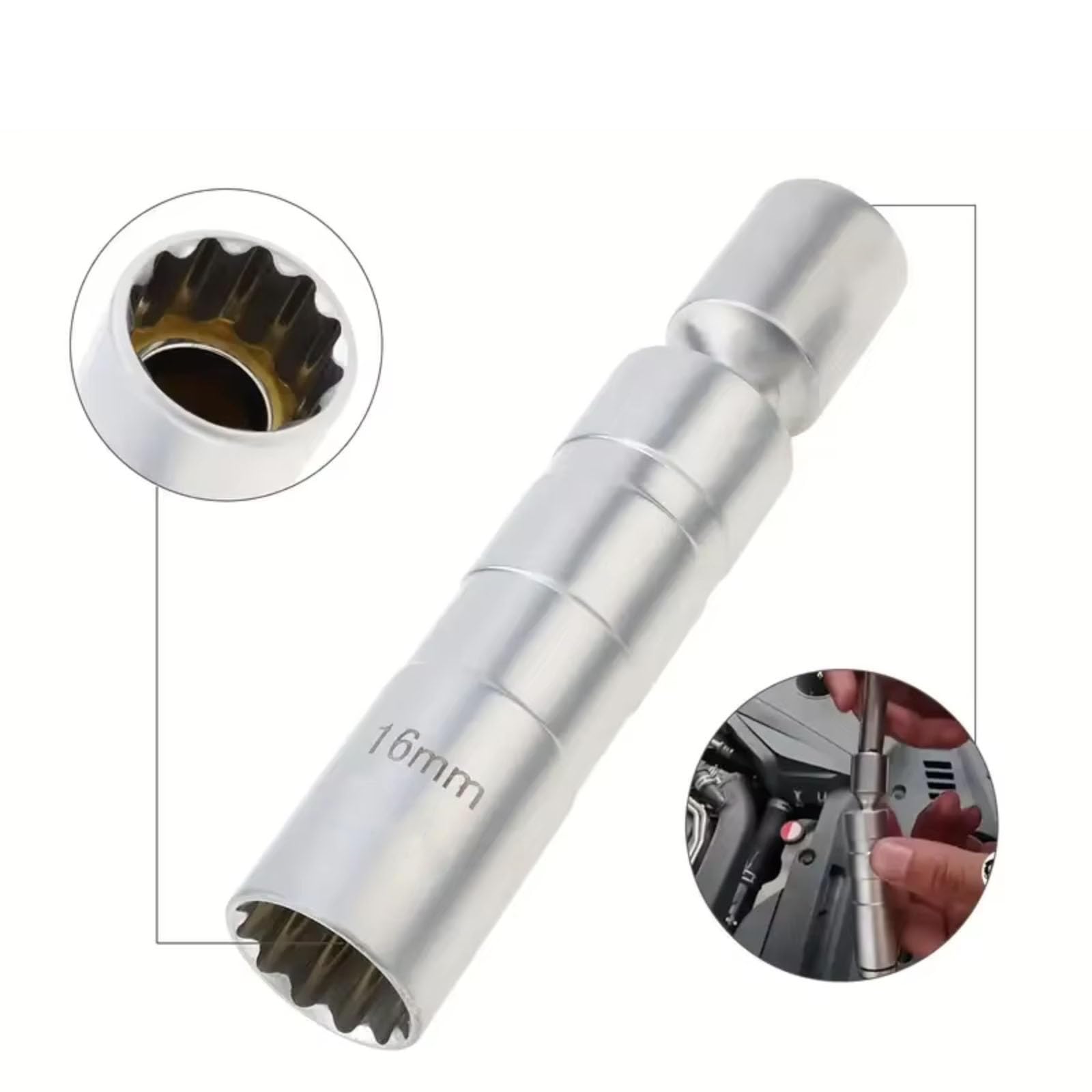 Llave bujía Encendido Llave De Tubo para Bujías De Coche Herramienta Extracción Reparación Magnética Enchufes De Pared Finos para Llave De Bujías(1set)