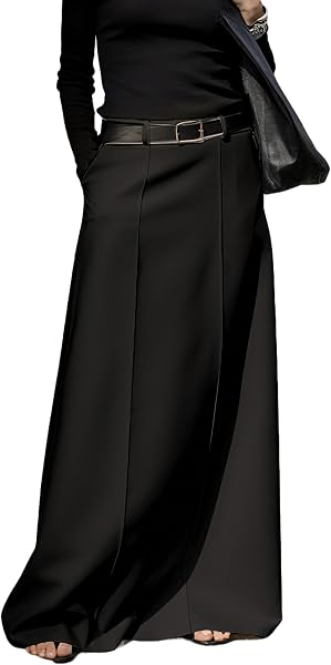 Women's Long Maxi Skirt Elegant High Waist H Line Long Straight Maxi Skirts…