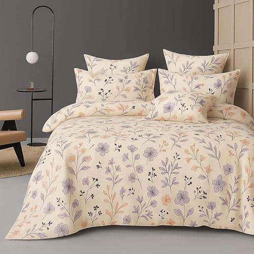 BSB HOME Premium Cloud Cotton Fitted Bedsheets with 2 Pillow Covers for King Bed | 300-320 TC | Size 78x72+10 Inches | Off White | Soft, Durable and Deep Pocket 360 Fitted Sheet