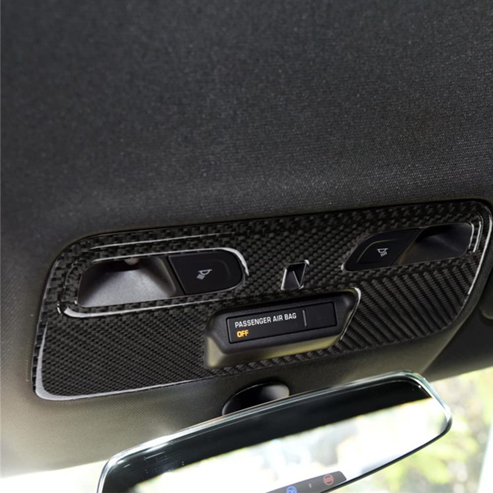 YOFAMO Carbon Fiber Roof Reading Light Lamp Sticker Decal Panel Interior Trim Cover for Chevrolet Camaro 2016 2017 2018 2019 2020 Decoration Accessories(2PCS Black)