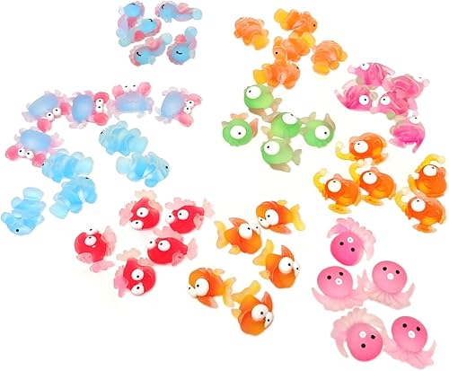 Miniatura 4 de Honbay 50 dijes de limo con parte trasera plana de animales marinos, cangrejo, caballito de mar, pulpo, peces tropicales, cabujones de resina