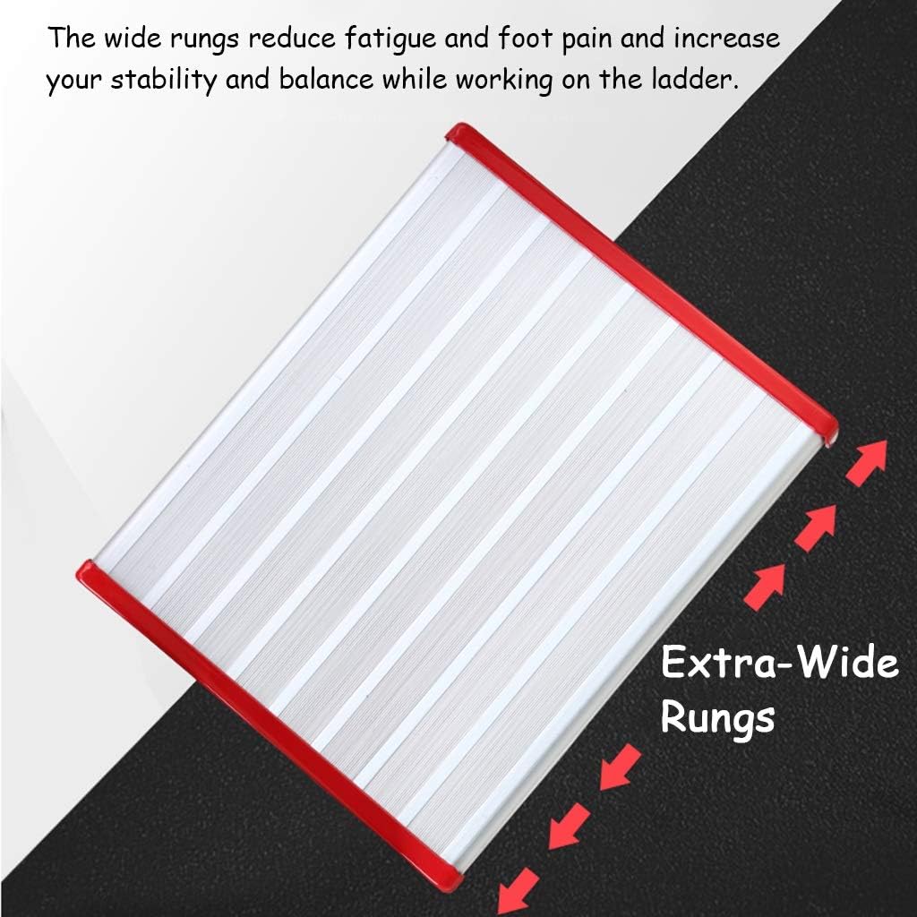 OKUOKA Ladders,3 Step Step Ladders with Handrail, Lightweight Small Folding Stepladder with Anti-Slip Sturdy and Wide Pedal, 150Kg/Silver