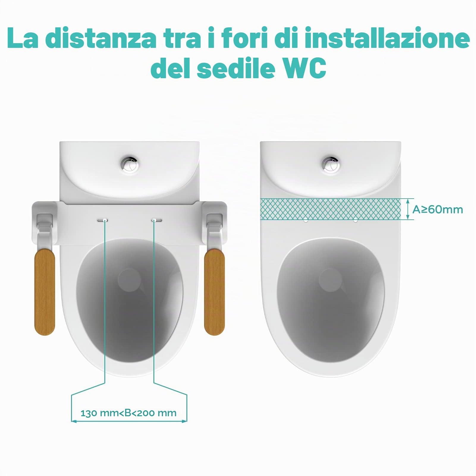Maniglione WC Pieghevole - Supporto Sicurezza Fisso con Braccioli per Anziani & Disabili, Montaggio Istantaneo Senza Regolazione(Legno)