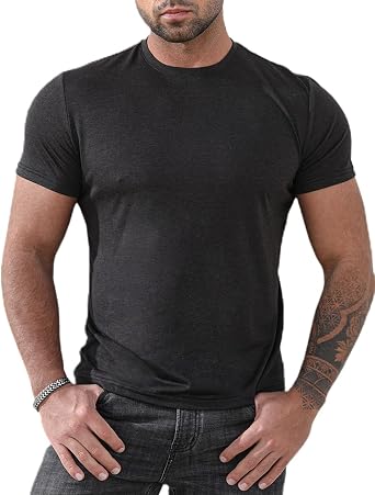 Hodaweisolp Mens Basic Crew Neck Short Sleeve Plain T-Shirt