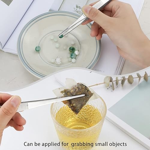 Miniatura 4 de 4 pinzas de cocina para alimentos, pinzas de acero inoxidable con puntas dentadas de precisión para barbacoa, asar, cocinar y servir (6.3 pulgadas,