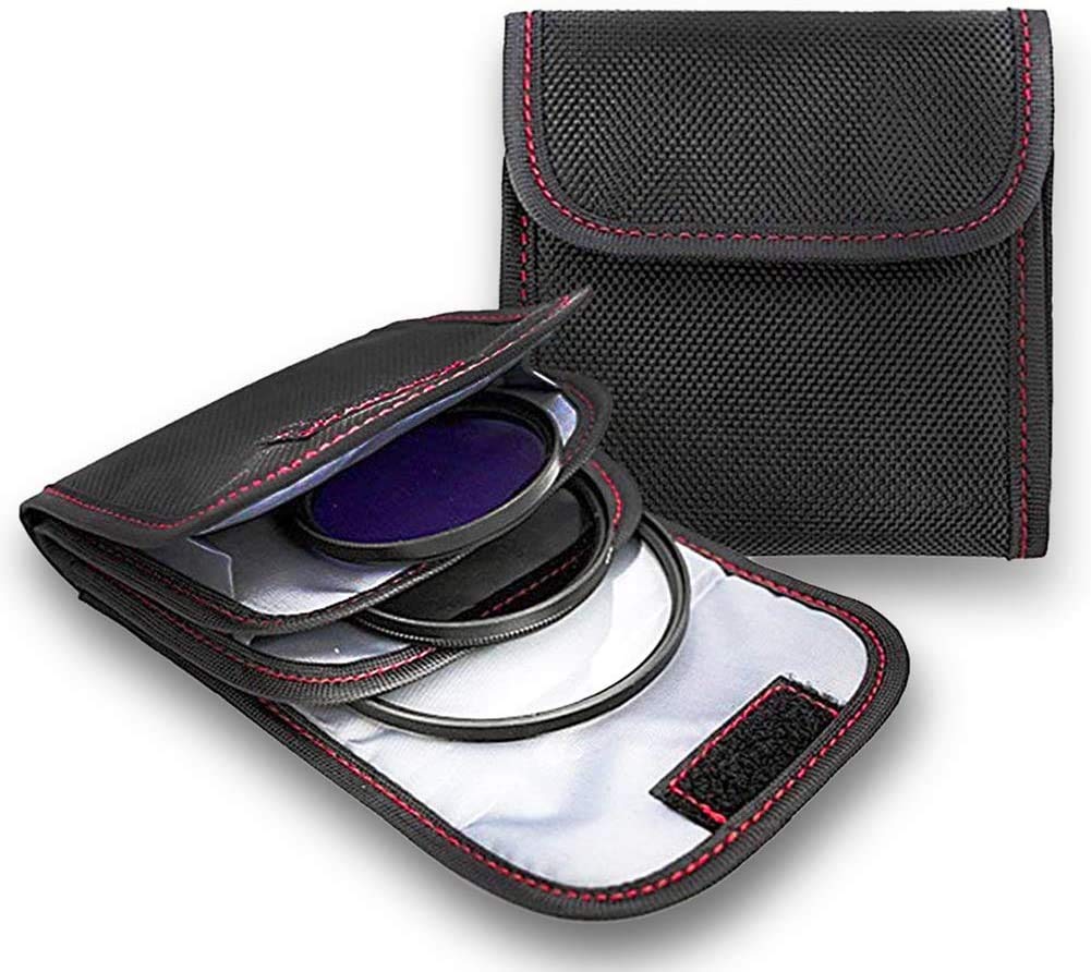 Custodia per filtro, 2 pezzi, con 3 tasche per fotocamera, custodia professionale per filtro per fotografia, custodia per cintura, design impermeabile e antipolvere, per filtri da 25 mm a 82 mm