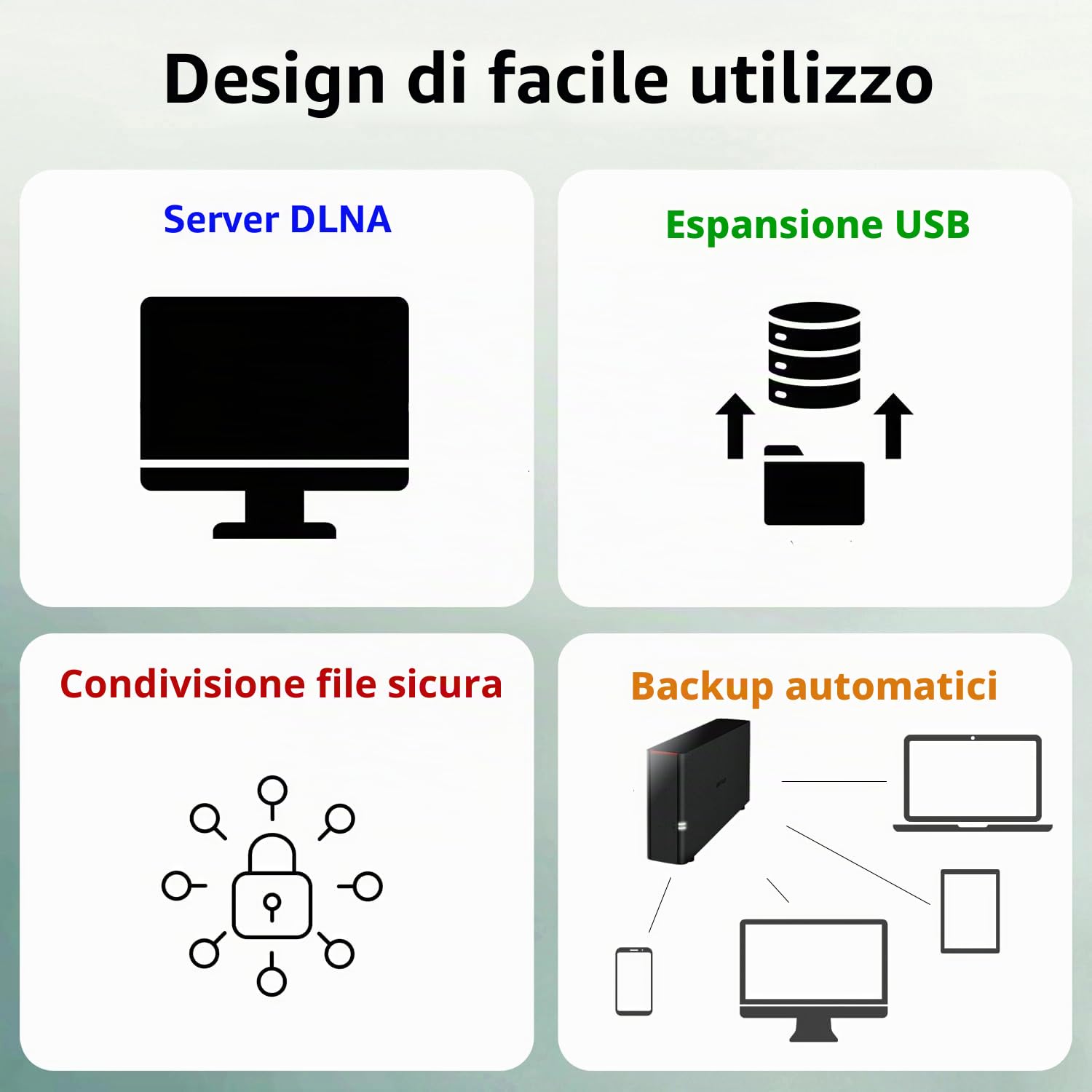 BUFFALO LinkStation 210 4TB 1-Bay NAS Network Attached Storage con HDD Hard Disk Incluso Storage NAS che funziona come dispositivo di archiviazione cloud domestico o di rete per la casa