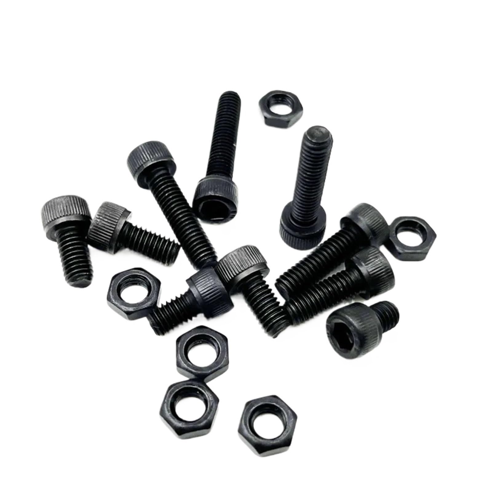 Juego De Tornillos Y Tuercas Tornillo y tuerca de cabeza hexagonal, M2, M3, M4, M5, M6, acero al carbono 12,9, tornillos Allen máquina, surtido tuercas(M5 242pcs)